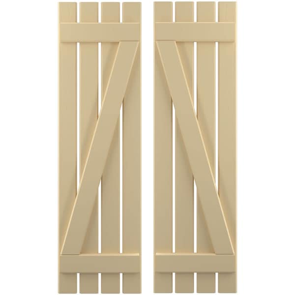 Ekena Millwork Americraft 4-Board (2 Batten) Wood Spaced Board-n-Batten Shutters w/ Z-Bar, ARW102SB415X77NTH, PR ARW102SB415X77NTH - main